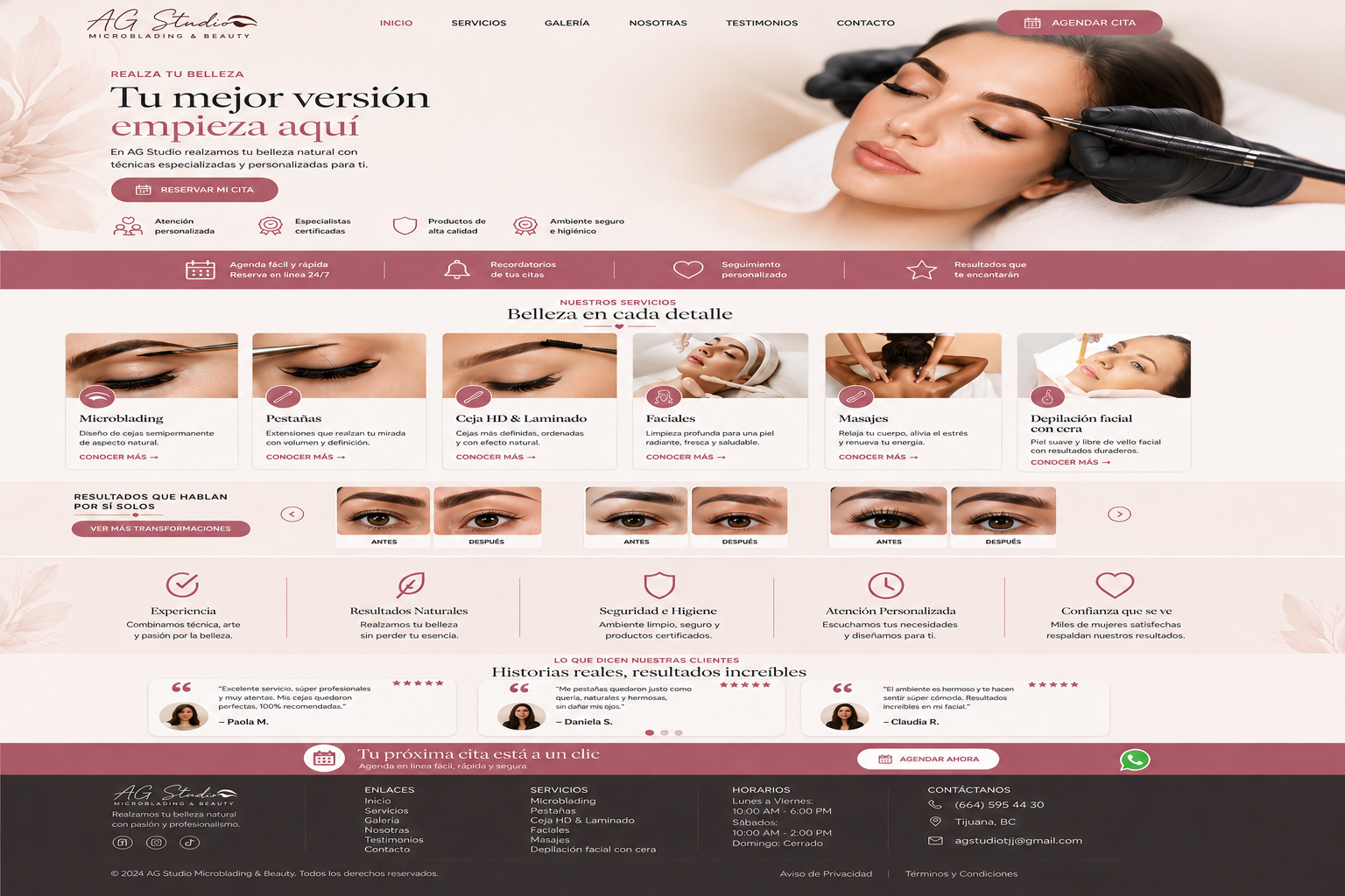 Presentación de servicios de AG Studio Microblading & Beauty